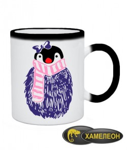 Чашка хамелеон Пінгвін Новий Рік