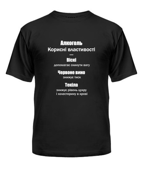 Чоловіча футболка Корисні властивості алкоголю