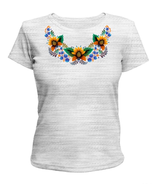 Жіноча футболка (Сірий меланж L) Петриківка №3
