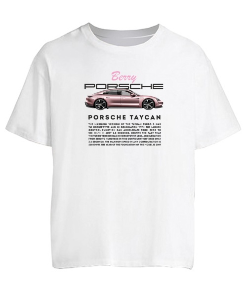 Футболка оверсайз (Груди білий M) PORSCHE Taycan