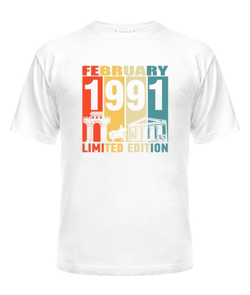 Чоловіча Футболка (Білий M) RIVNE LIMITED EDITION [FEBRUARY 1991]