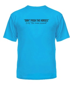 Чоловіча футболка (Бірюзовий L) Don`t push the horses