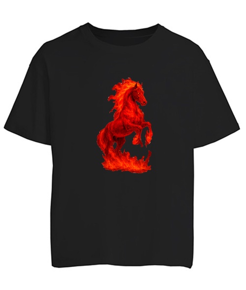 Футболка оверсайз Червоний вогняний кінь 2026