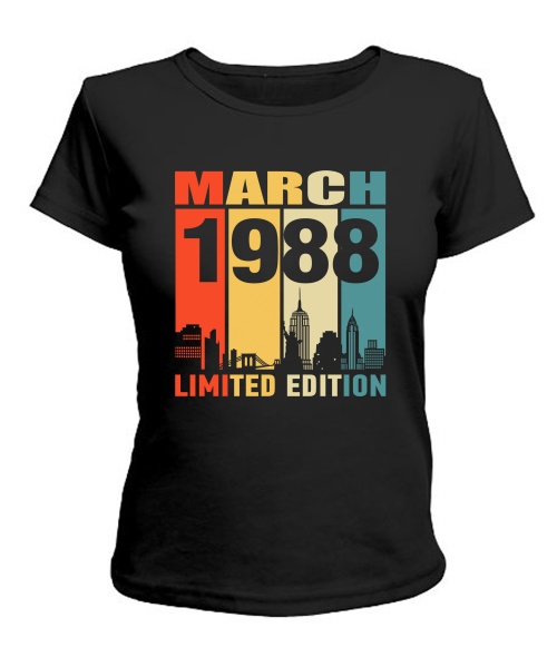 Женская Футболка (Черный M) LIMITED EDITION [MARCH 1988]