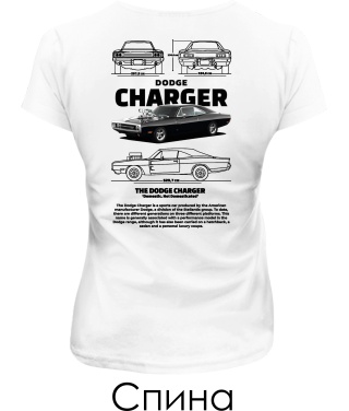 Женская футболка DODGE CHARGER Sketch (Спина)