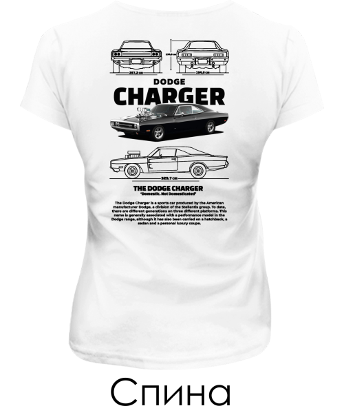 Женская футболка DODGE CHARGER Sketch (Спина)