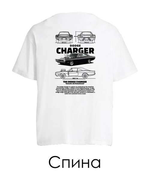 Футболка оверсайз DODGE CHARGER Sketch (Спина)