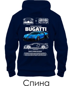 Толстовка-худи BUGATTI CHIRON Sketch (Спина)