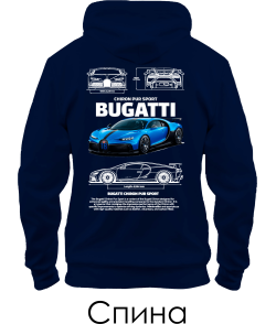 Толстовка-худи BUGATTI CHIRON Sketch (Спина)