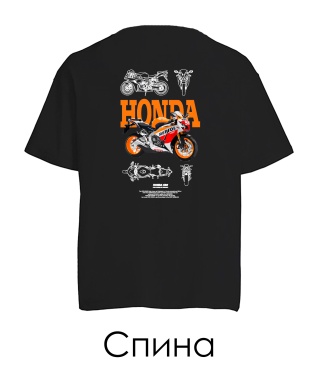 Футболка оверсайз HONDA CBR Sketch (Спина)