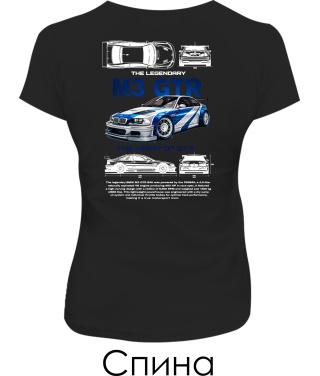 Женская футболка BMW M3 GTR Sketch (Спина)