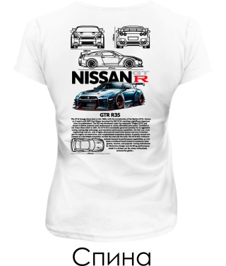 Жіноча футболка NISSAN GTR Sketch (Спина) Жіноча футболка NISSAN GTR Sketch (Спина)