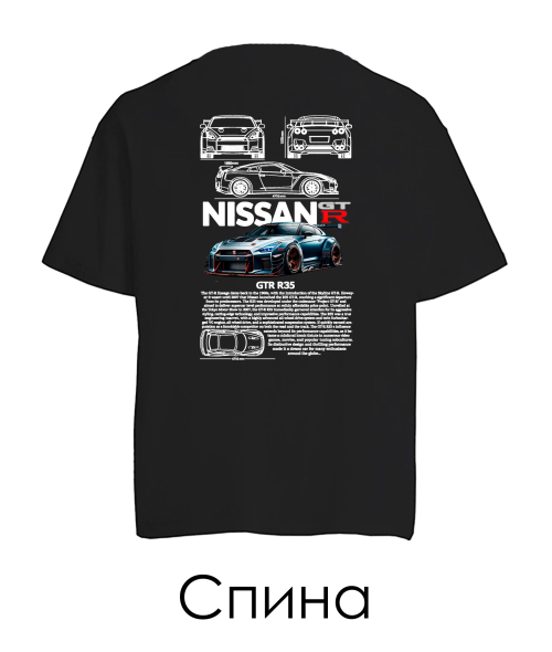 Футболка оверсайз NISSAN GTR Sketch (Спина)