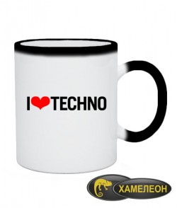 Чашка хамелеон I love techno 1