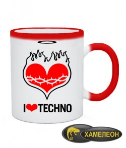 Чашка хамелеон I love techno