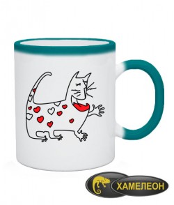 Чашка хамелеон Кот и Кошка (для него)