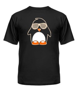 Чоловіча футболка (Чорна XL) Пінгвін