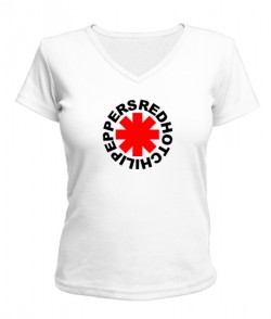 Женская футболка с V-образным вырезом Red Hot Chili Peppers