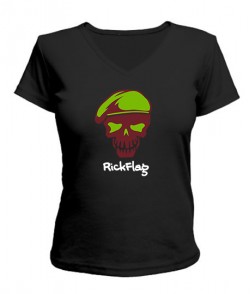 Женская футболка с V-образным вырезом Suicide Squad RickFlag