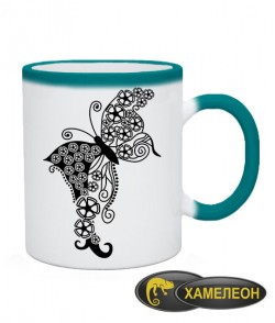 Чашка хамелеон Узор бабочка