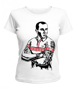 Жіноча футболка (біла S) Степан Бандера