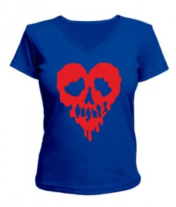 Жіноча футболка з V-подібним вирізом Серце-череп