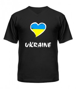 Мужская Футболка с V-образным вырезом Сердце Ukraine