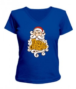 Женская футболка с V-образным вырезом Merry Christmas Вариант 2