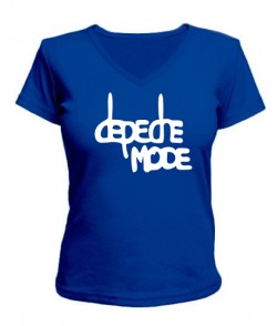 Женская футболка с V-образным вырезом Depeche mode (Депеш мод) Вариант №16
