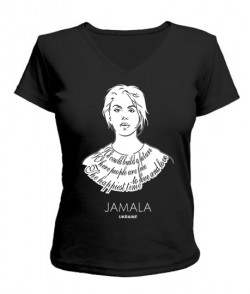 Женская футболка с V-образным вырезом Джамала Вариант №5