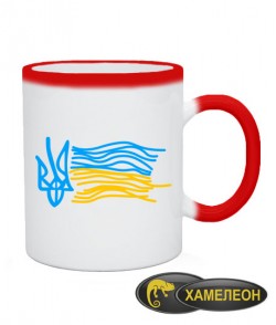 Чашка хамелеон Герб и флаг Украины