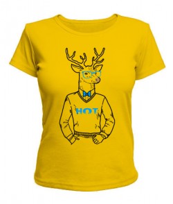 Женская футболка Олень-хипстер №2