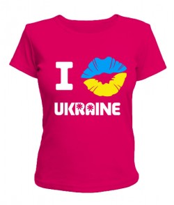 Женская футболка I love Ukraine (губы)