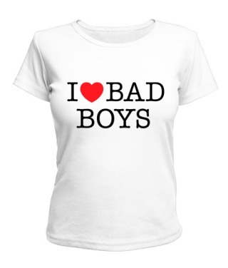 Женская футболка I love bad boys