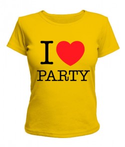 Женская футболка I love party-Вариант 2