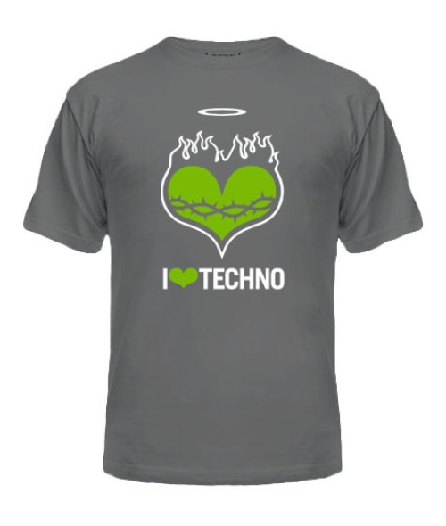 Мужская Футболка I love techno