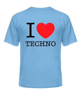 Мужская Футболка I love techno 2