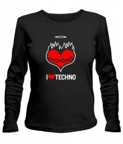 Женский лонгслив I love techno
