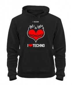 Толстовка-худи I love techno