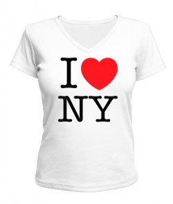 Жіноча футболка з V-подібним вирізом I love NY