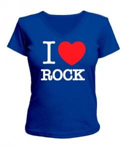 Жіноча футболка з V-подібним вирізом I love rock