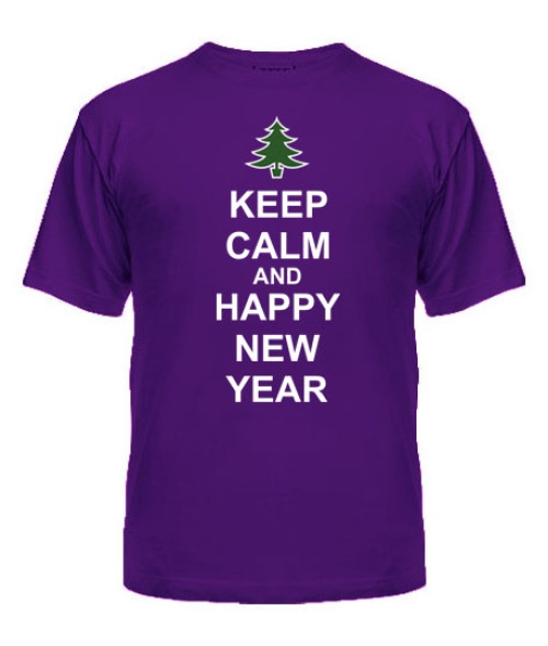 Мужская Футболка Keep calm and happy New Year