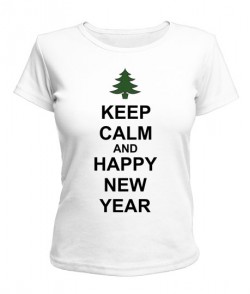 Женская футболка Keep calm and happy New Year