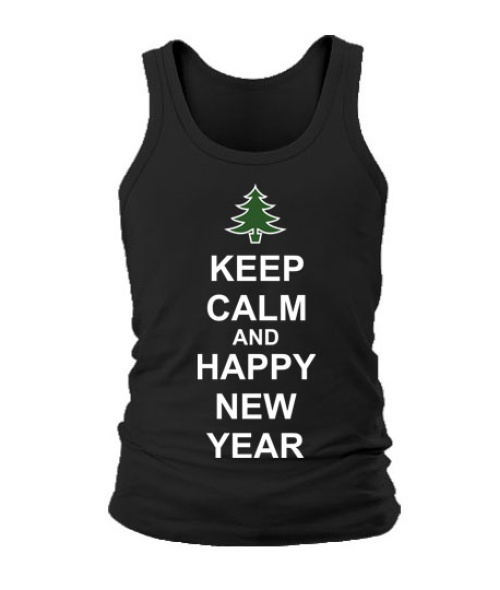 Мужская Майка Keep calm and happy New Year