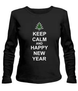 Женский лонгслив Keep calm and happy New Year