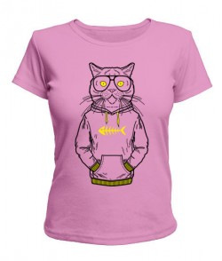 Женская футболка Кот-хипстер №2