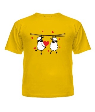 Дитяча футболка (Жовтий 6 років 116 см) Закохані овечки