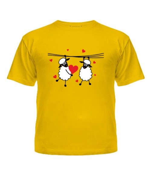 Дитяча футболка (Жовтий 6 років 116 см) Закохані овечки
