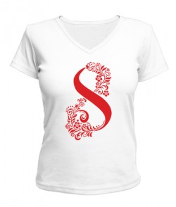 Женская футболка с V-образным вырезом 8 Марта - узор