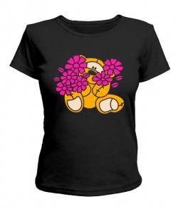 Женская футболка Мишка с цветами